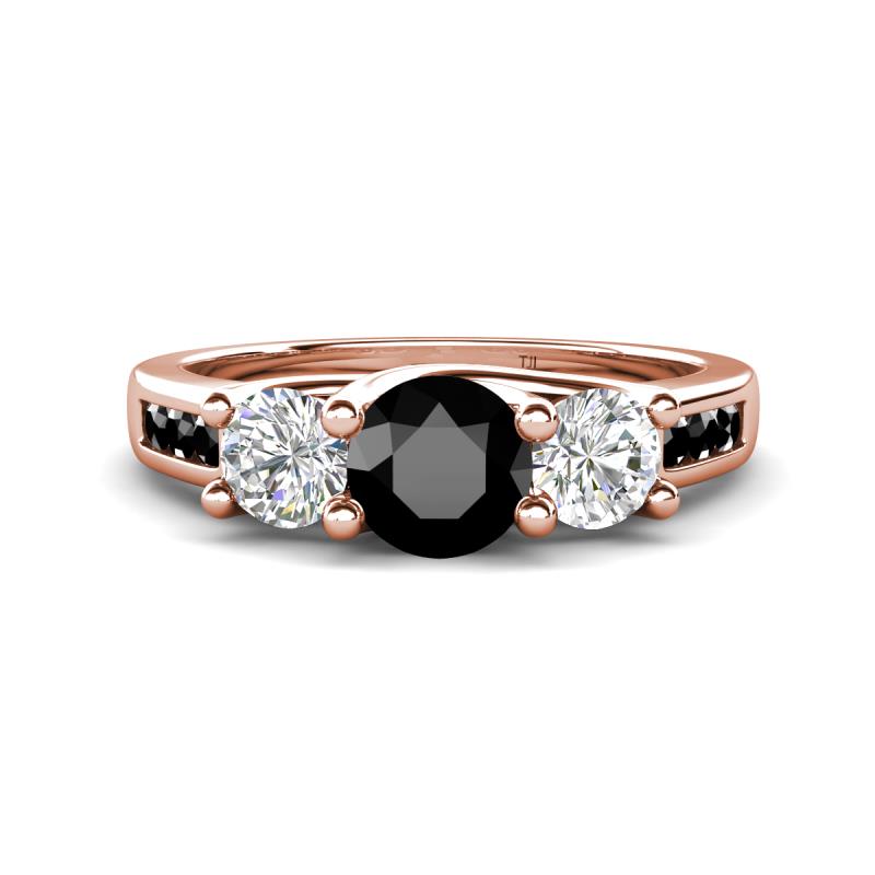 Jamille 1.16 ctw Black Diamond (5.00 mm) accented Side Lab Grown Diamond Three Stone Engagement Ring 