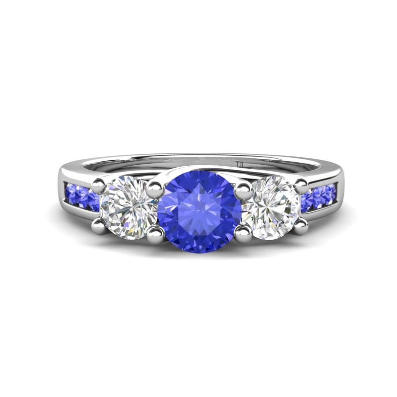 Jamille 1.12 ctw Tanzanite (5.00 mm) accented Side Lab Grown Diamond Three Stone Engagement Ring 