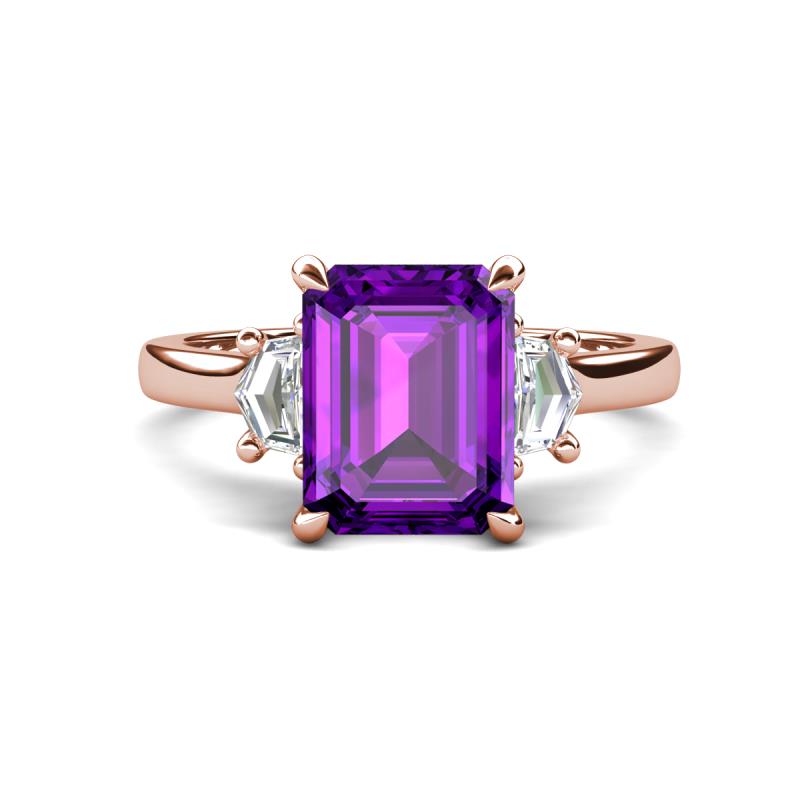 Chaya 2.65 ctw Emerald and Cadillac shape Amethyst (9x7 mm) Three Stone Women Engagement Ring 