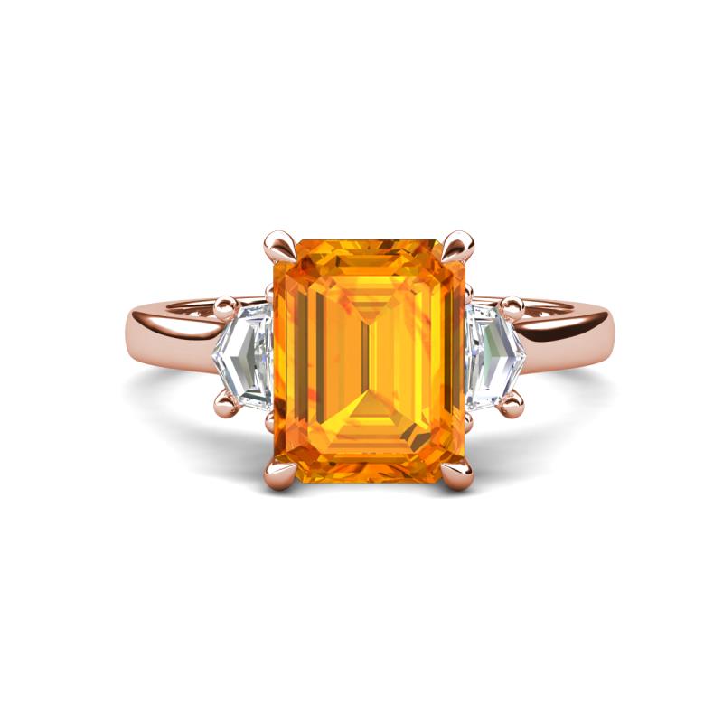 Chaya 2.65 ctw Emerald and Cadillac shape Citrine (9x7 mm) Three Stone Women Engagement Ring 