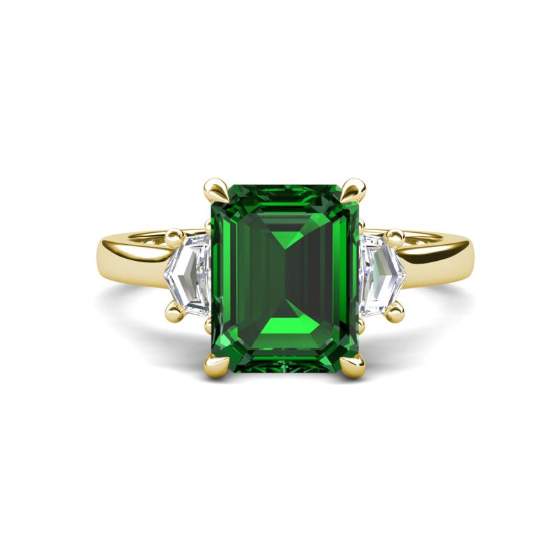 Chaya 2.30 ctw Emerald shape Emerald (9x7 mm) Accented Cadillac shape Lab Grown Diamonds Three Stone Women Engagement Ring 