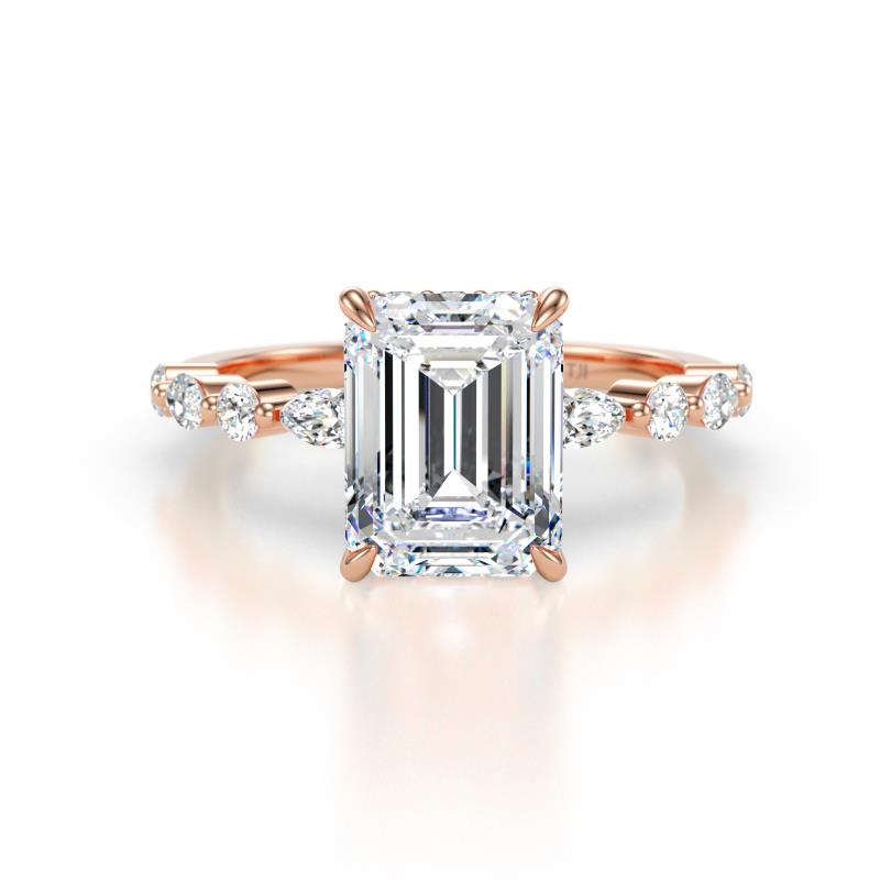Laila 3.08 ctw IGI Certified Lab Grown Diamond Emerald Shape  Hidden Halo Engagement Ring 