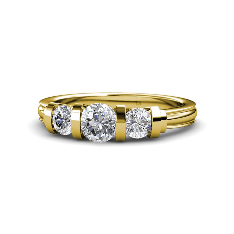 Raea 1.10 ctw Lab Grown Diamond (5.00 mm) Women Three Stone Engagement Ring 