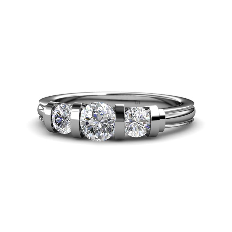 Raea 1.10 ctw Lab Grown Diamond (5.00 mm) Women Three Stone Engagement Ring 