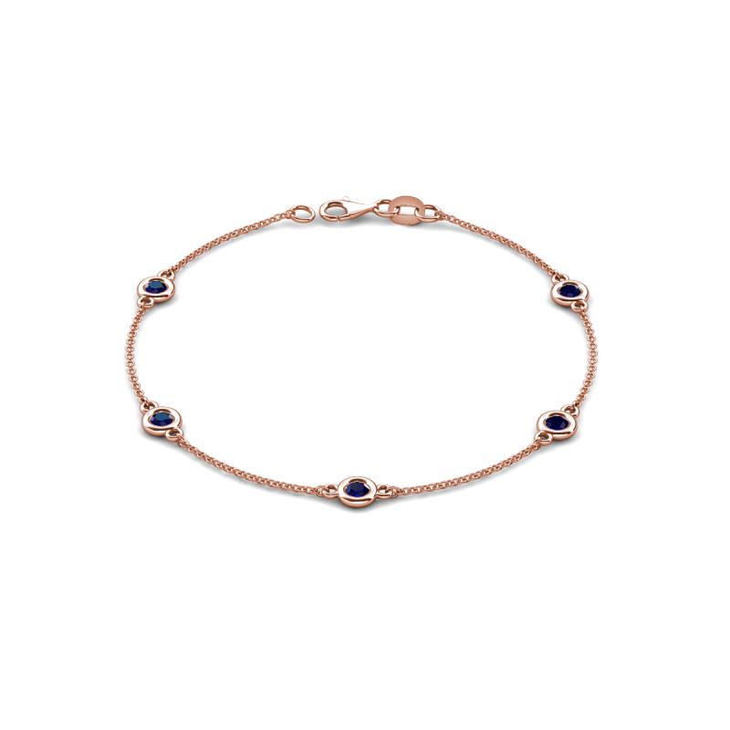 Aizza (5 Stn/4 mm) Blue Sapphire Station Bracelet 