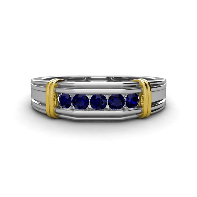 Kevin 0.60 ctw Blue Sapphire Men Wedding Band (7.80 mm) 