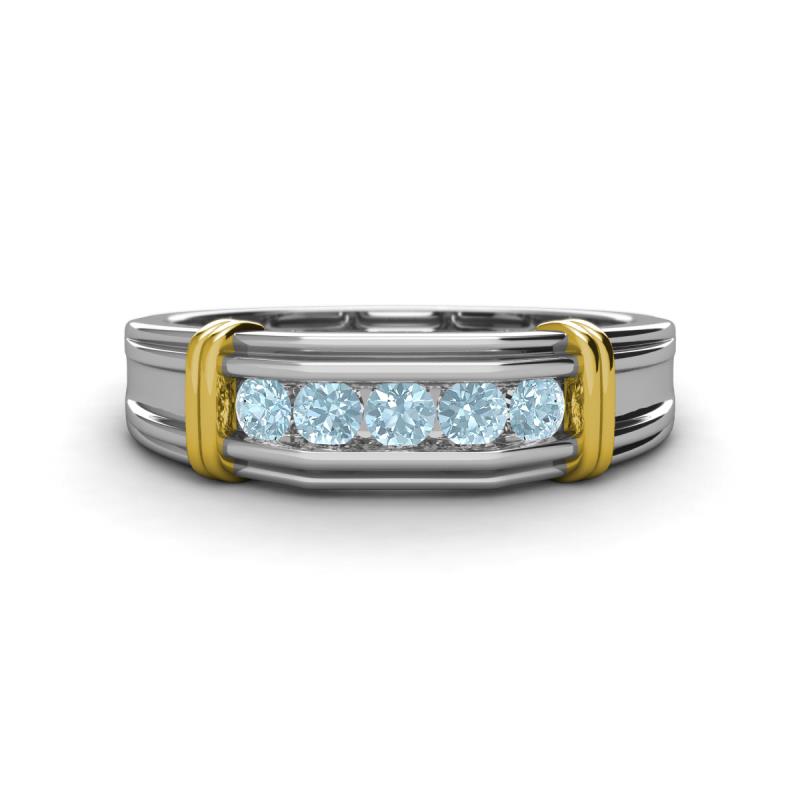 Kevin 0.40 ctw Aquamarine Men Wedding Band (7.80 mm) 