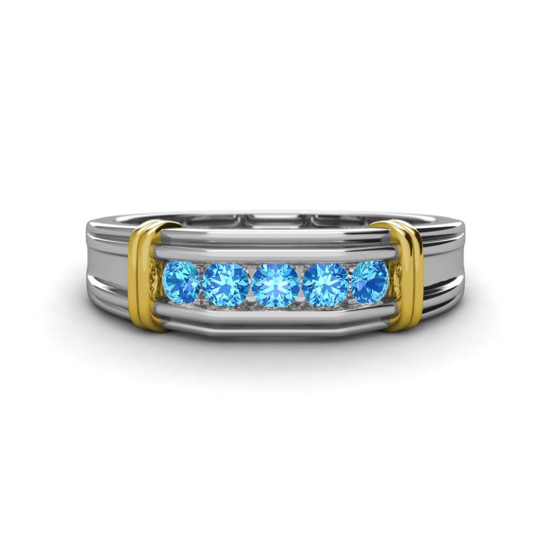 Kevin 0.45 ctw Blue Topaz Men Wedding Band (7.80 mm) 