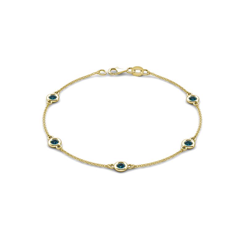 Aizza (5 Stn/4 mm) Blue Diamond Station Bracelet 