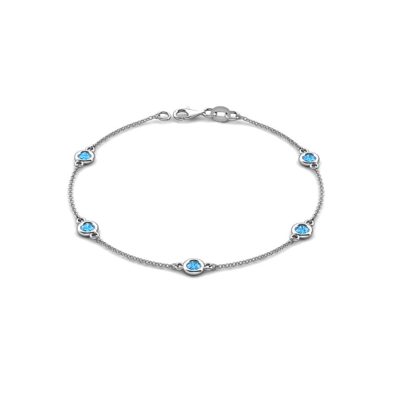 Aizza (5 Stn/4 mm) Blue Topaz Station Bracelet 