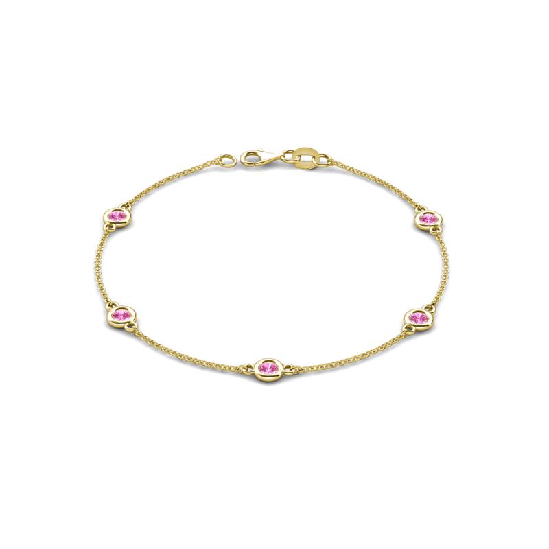 Aizza (5 Stn/4 mm) Pink Sapphire Station Bracelet 