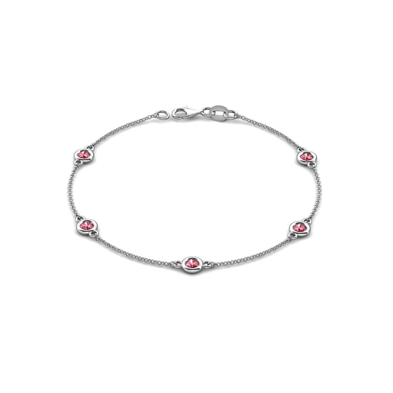 Aizza (5 Stn/4 mm) Pink Tourmaline Station Bracelet 