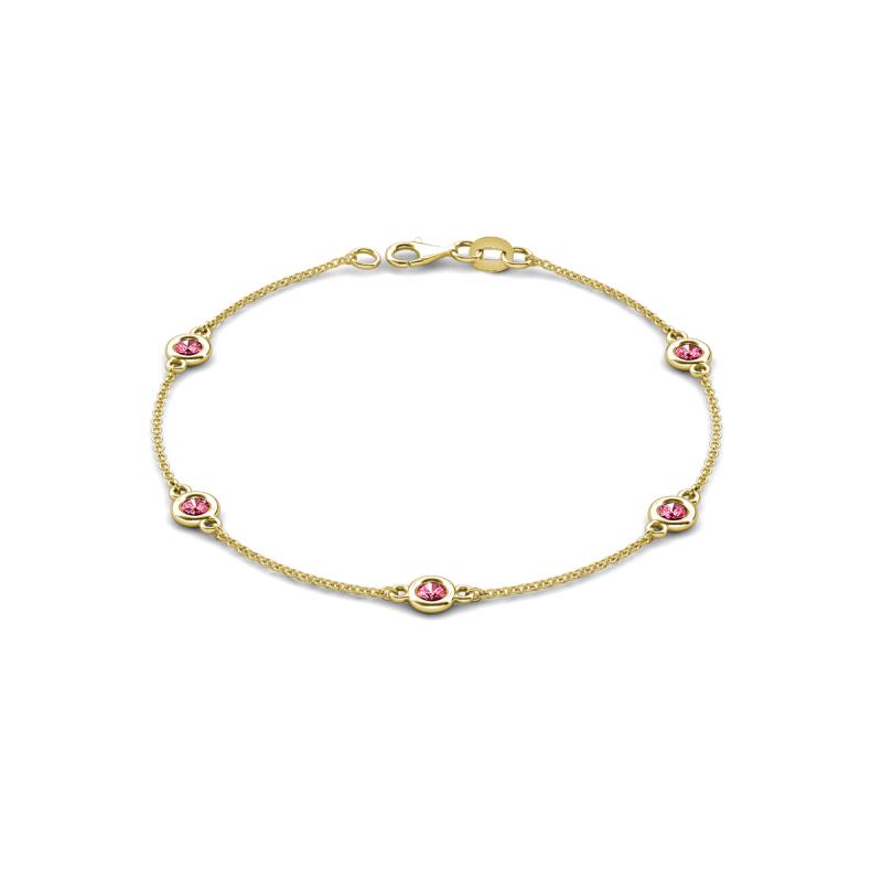 Aizza (5 Stn/4 mm) Pink Tourmaline Station Bracelet 