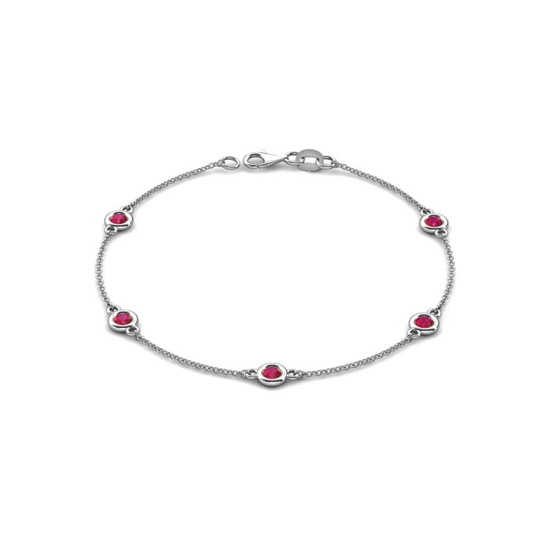 Aizza (5 Stn/4 mm) Ruby Station Bracelet 