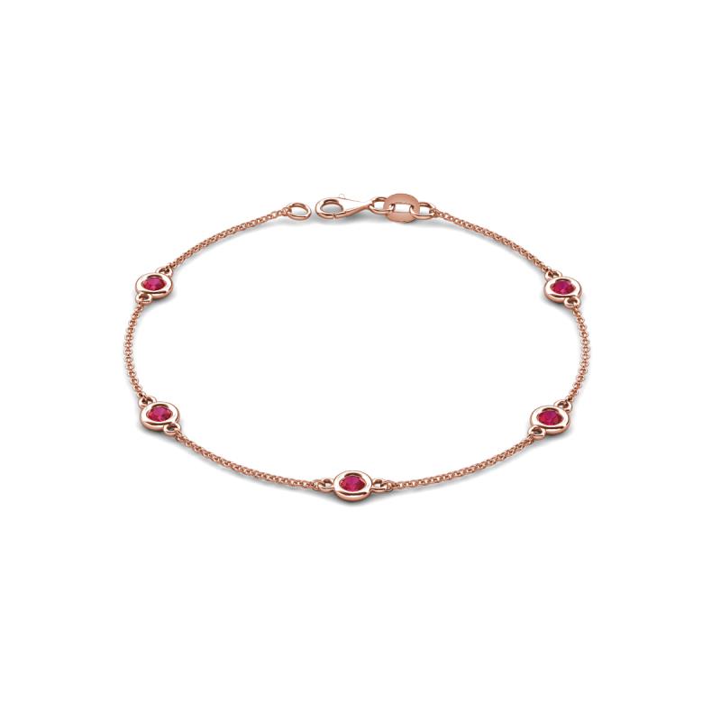 Aizza (5 Stn/4 mm) Ruby Station Bracelet 