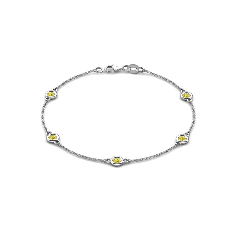 Aizza (5 Stn/4 mm) Yellow Diamond Station Bracelet 