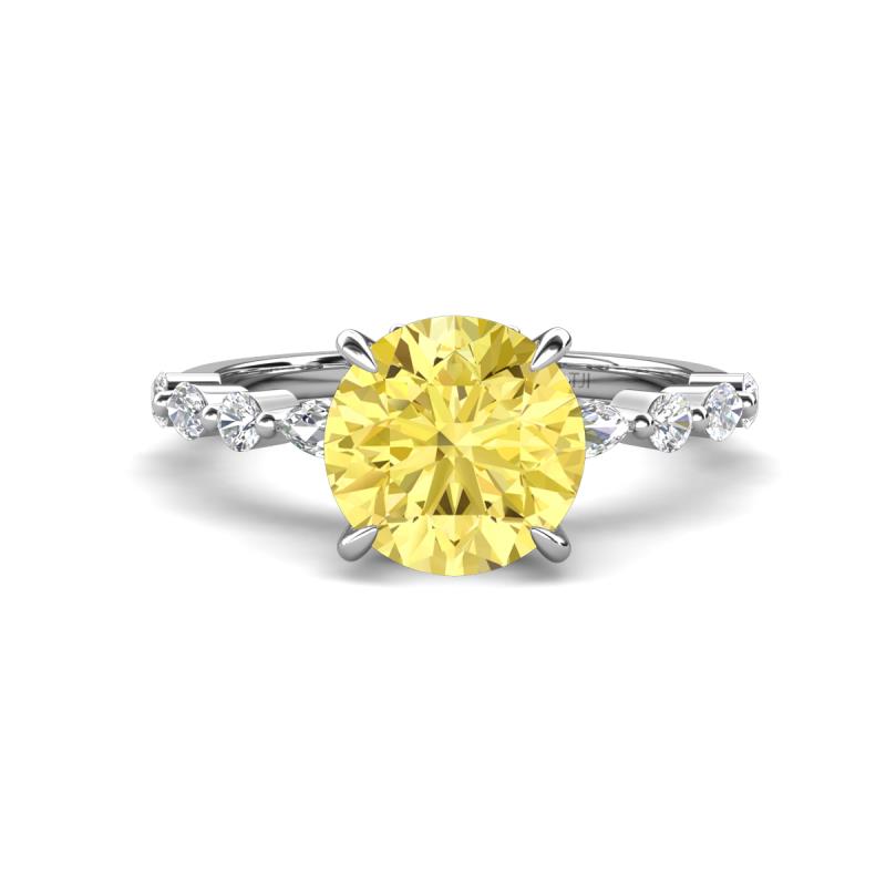 Laila 2.98 ctw Created Yellow Sapphire (8.00 mm) Hidden Halo Engagement Ring 