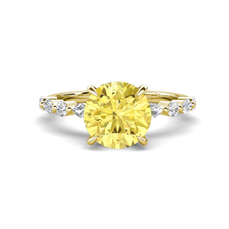 Laila 2.98 ctw Created Yellow Sapphire (8.00 mm) Hidden Halo Engagement Ring 