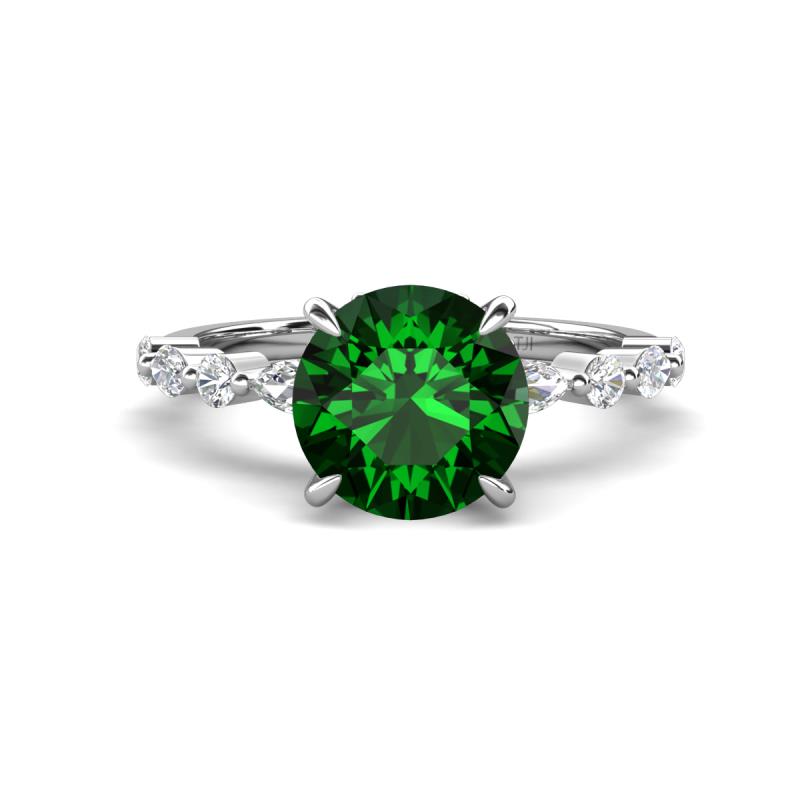 Laila 2.23 ctw Created Emerald (8.00 mm) Hidden Halo Engagement Ring 