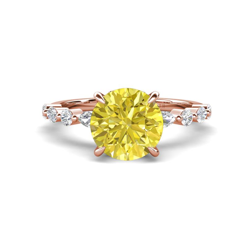 Laila 2.48 ctw Yellow Diamond (8.00 mm) Hidden Halo Engagement Ring 