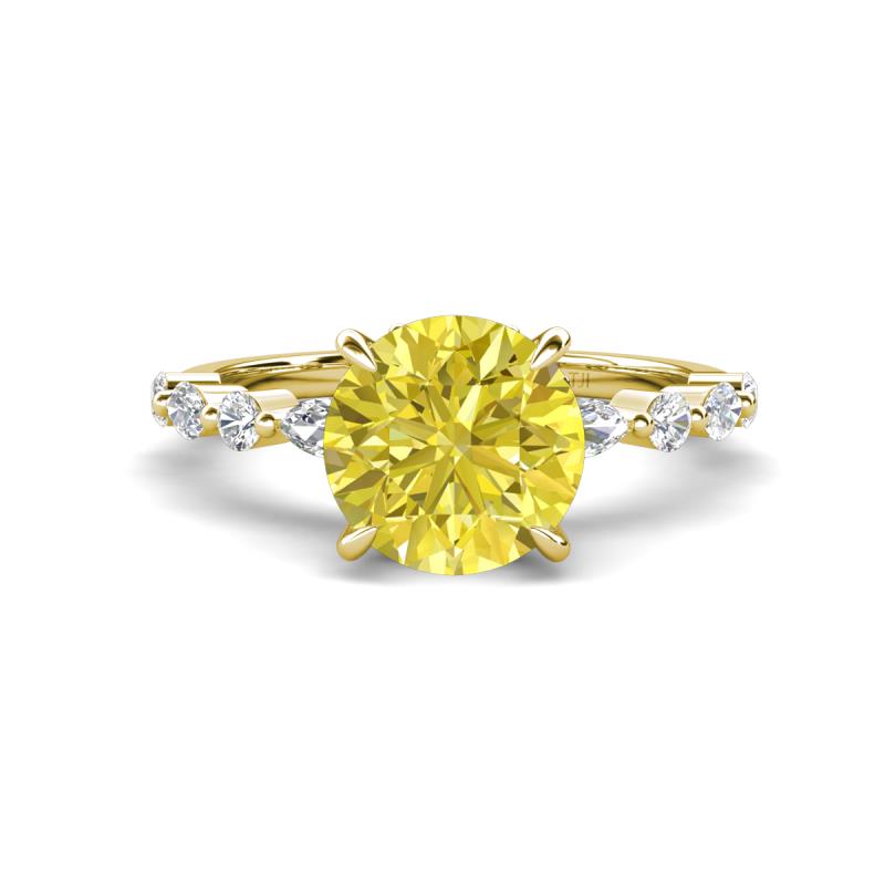 Laila 2.48 ctw Yellow Diamond (8.00 mm) Hidden Halo Engagement Ring 