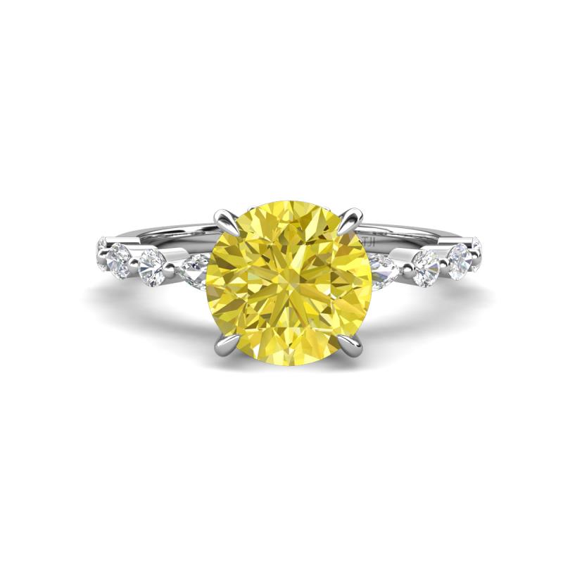 Laila 2.48 ctw Yellow Diamond (8.00 mm) Hidden Halo Engagement Ring 