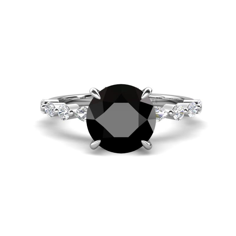 Laila 3.48 ctw Black Diamond (8.00 mm) Hidden Halo Engagement Ring 