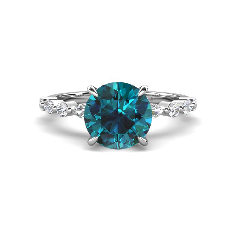 Laila 2.48 ctw Blue Diamond (8.00 mm) Hidden Halo Engagement Ring 