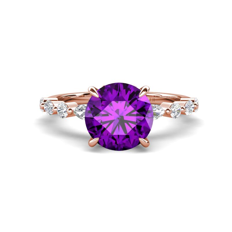 Laila 2.38 ctw Amethyst (8.00 mm) Hidden Halo Engagement Ring 