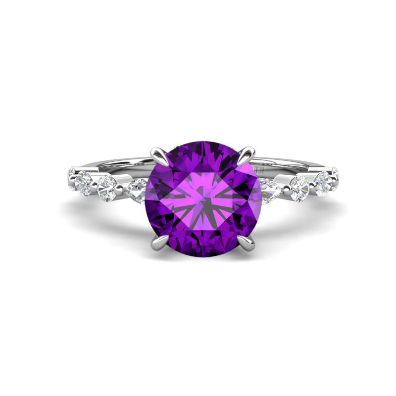 Laila 2.38 ctw Amethyst (8.00 mm) Hidden Halo Engagement Ring 