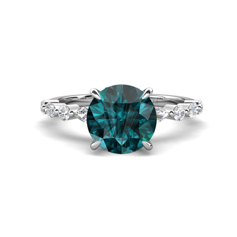 Laila 2.48 ctw London Blue Topaz (8.00 mm) Hidden Halo Engagement Ring 