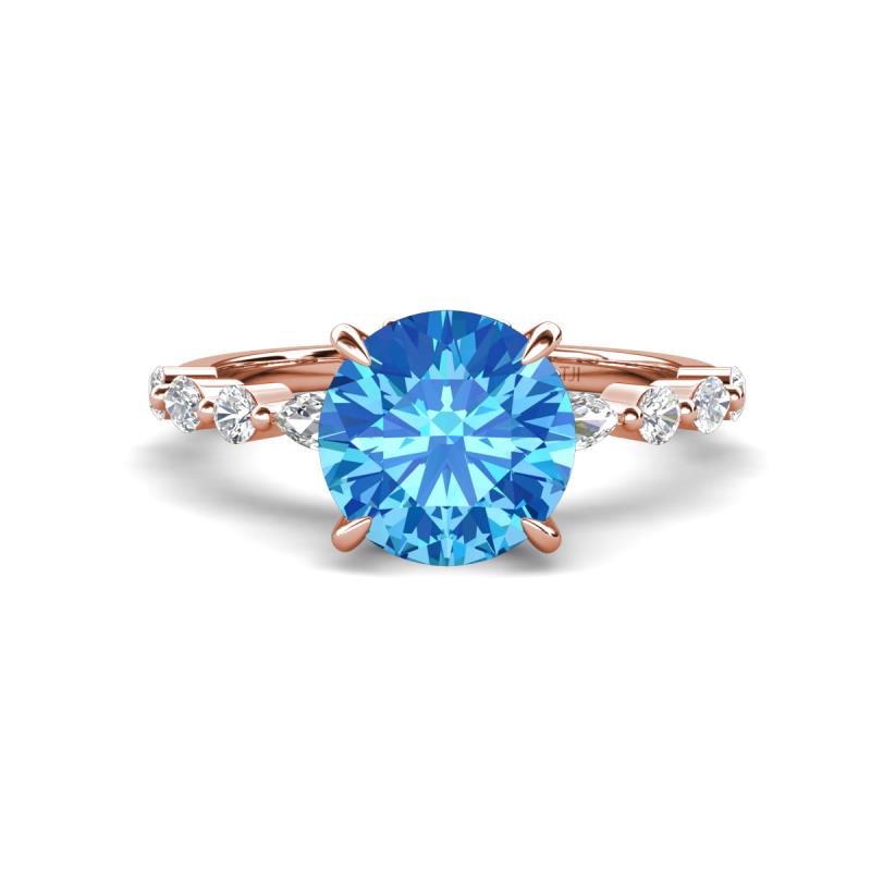 Laila 2.48 ctw Blue Topaz (8.00 mm) Hidden Halo Engagement Ring 