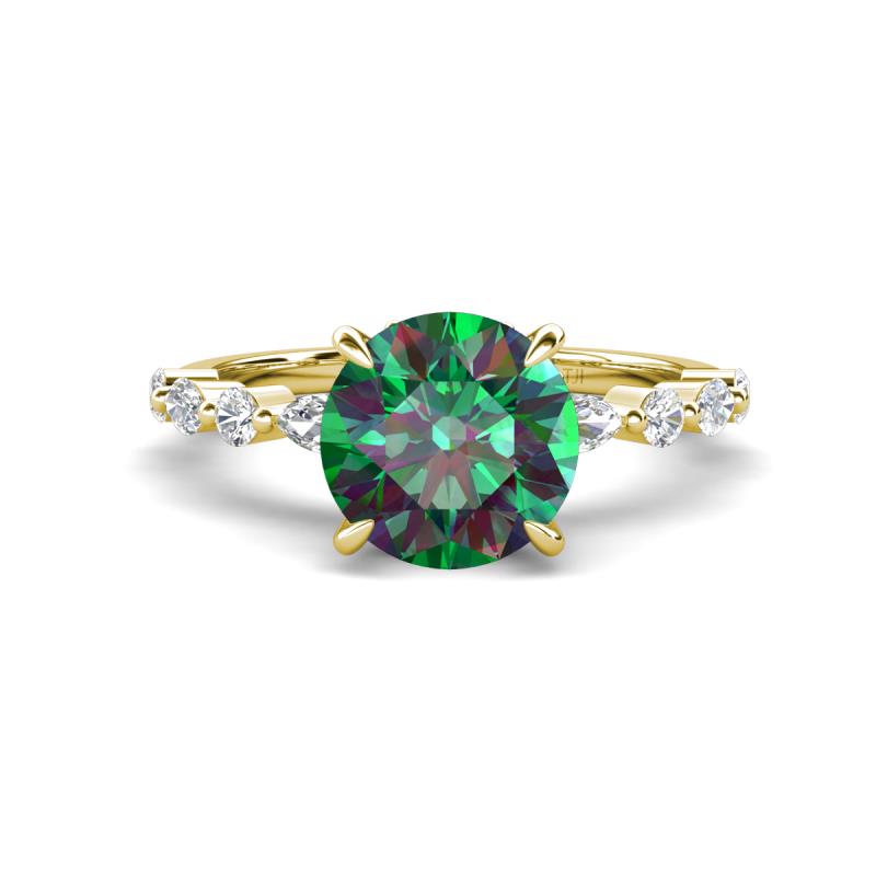 Laila 2.73 ctw Created Alexandrite (8.00 mm) Hidden Halo Engagement Ring 