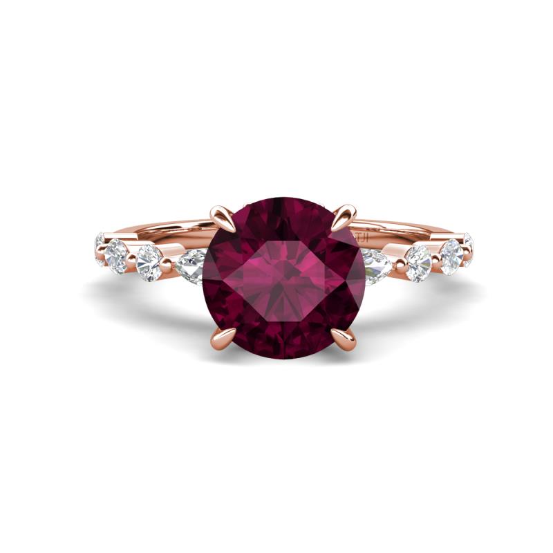 Laila 2.74 ctw Rhodolite Garnet (8.00 mm) Hidden Halo Engagement Ring 