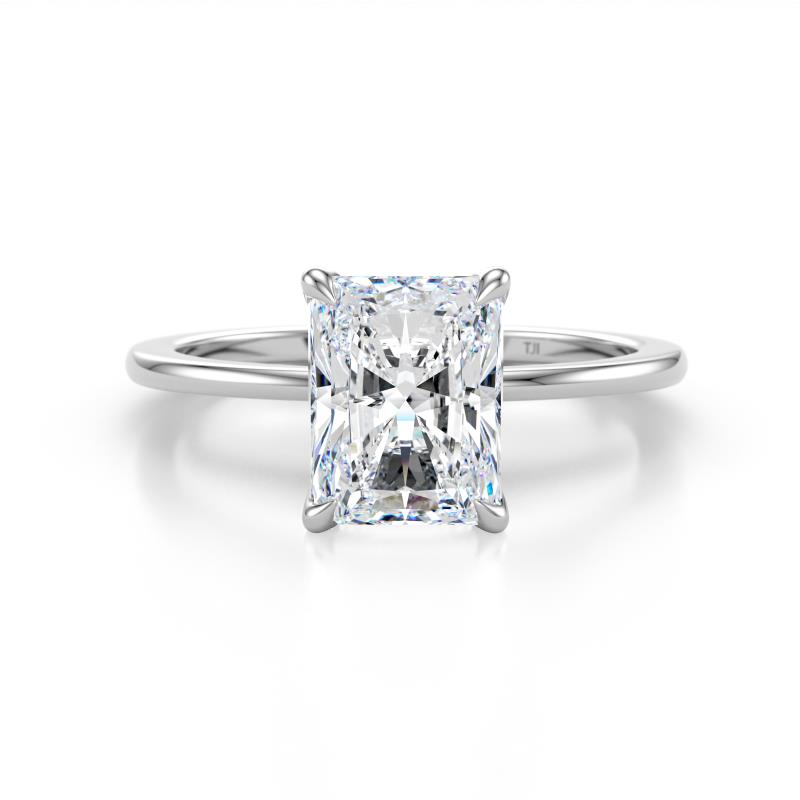 Morgan 2.60 ctw Center IGI Certified Lab Grown Diamond Radiant Shape with Prong Studded Natural Diamond Solitaire Plus Engagement Ring 