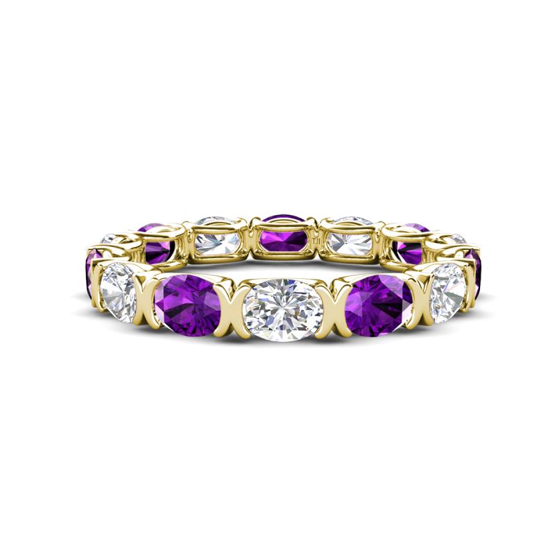 Abigail 2.24 ctw Oval Shape Amethyst and Lab Grown Diamond Comfort Fit Eternity Band 