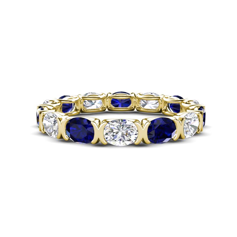 Abigail 2.59 ctw Oval Shape Blue Sapphire and Lab Grown Diamond Comfort Fit Eternity Band 