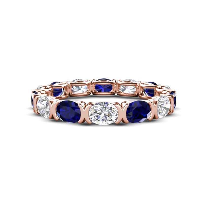 Abigail 2.59 ctw Oval Shape Blue Sapphire and Lab Grown Diamond Comfort Fit Eternity Band 