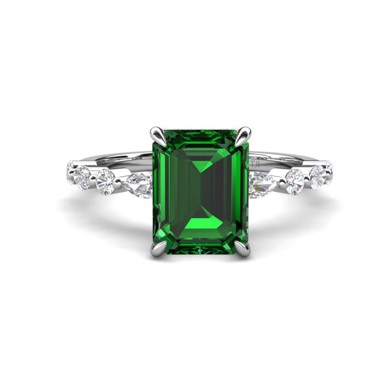 Laila 2.78 ctw Emerald Emerald Shape (9x7 mm) Hidden Halo Engagement Ring 