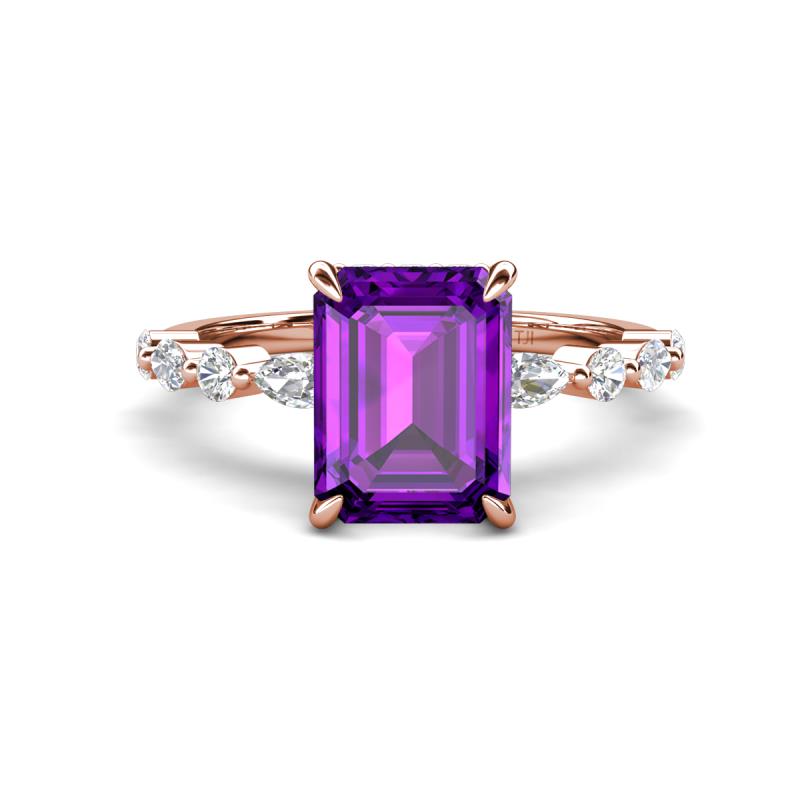 Laila 2.73 ctw Amethyst Emerald Shape (9x7 mm) Hidden Halo Engagement Ring 