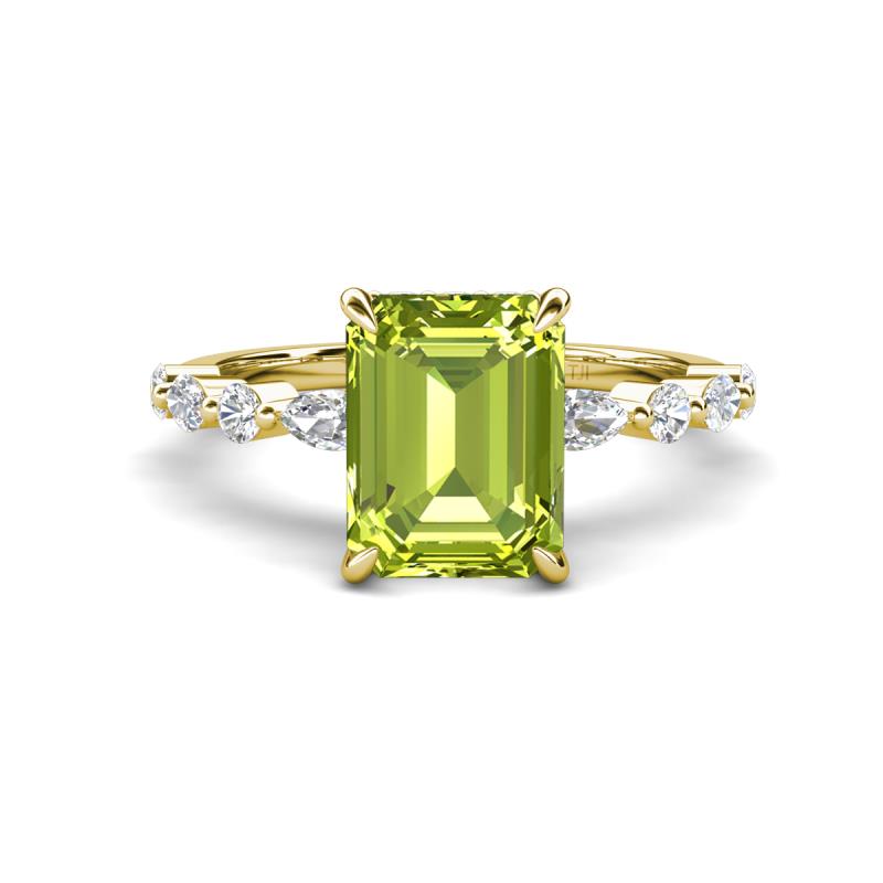 Laila 2.93 ctw Peridot Emerald Shape (9x7 mm) Hidden Halo Engagement Ring 