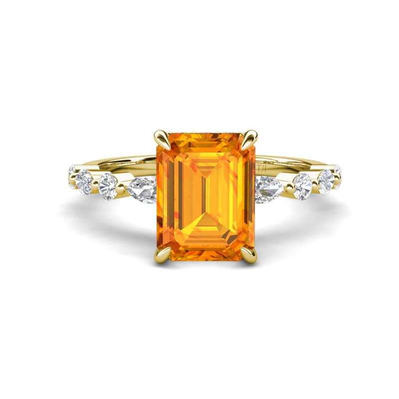 Laila 2.73 ctw Citrine Emerald Shape (9x7 mm) Hidden Halo Engagement Ring 