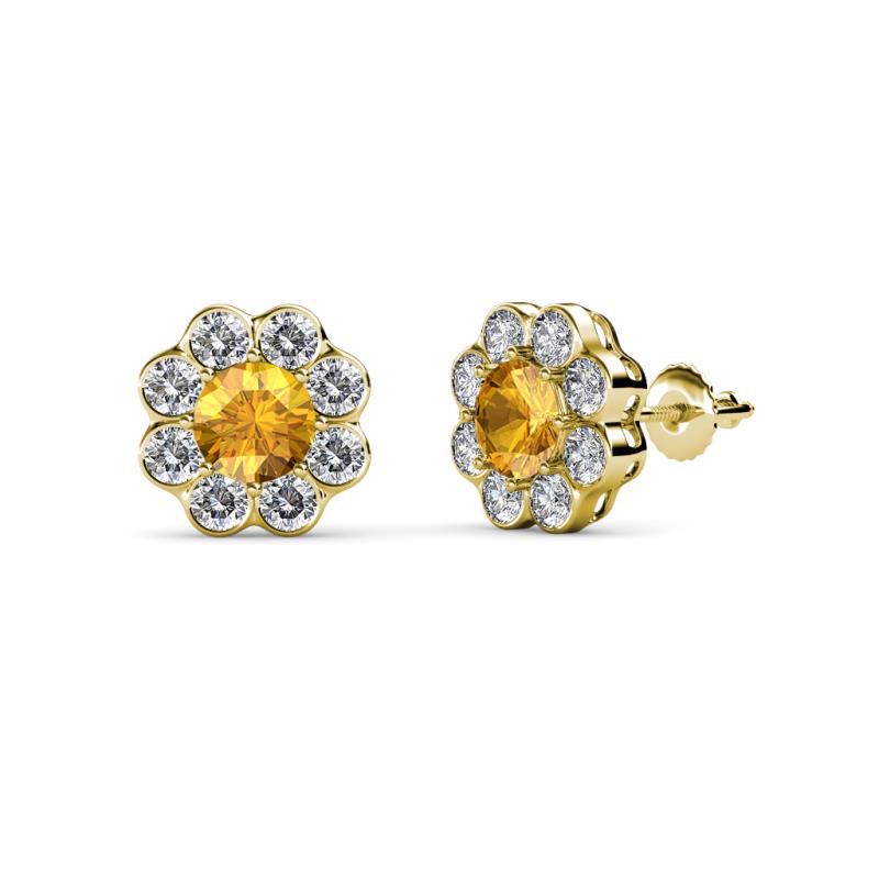 Fleur 2.24 ctw Citrine and Lab Grown Diamond Floral Halo Stud Earrings 