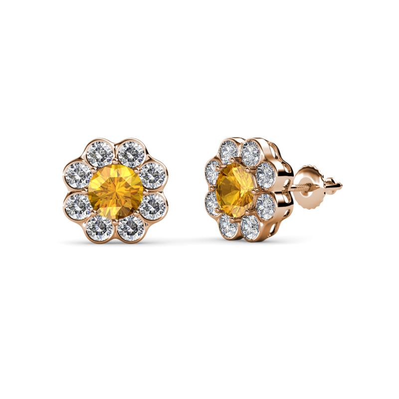 Fleur 2.24 ctw Citrine and Lab Grown Diamond Floral Halo Stud Earrings 