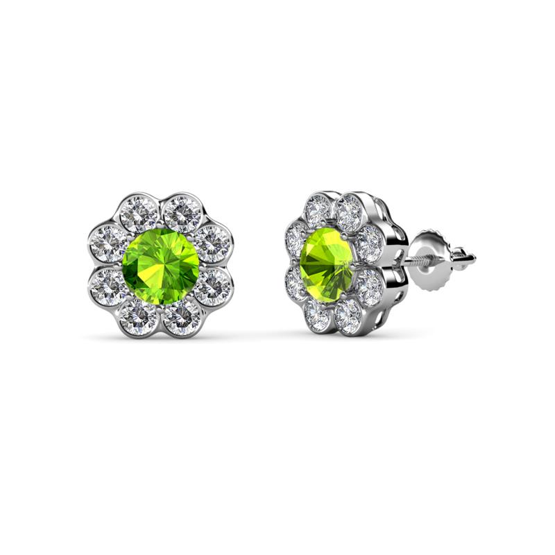 Fleur 2.40 ctw Peridot and Lab Grown Diamond Floral Halo Stud Earrings 