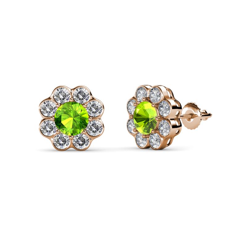 Fleur 2.40 ctw Peridot and Lab Grown Diamond Floral Halo Stud Earrings 