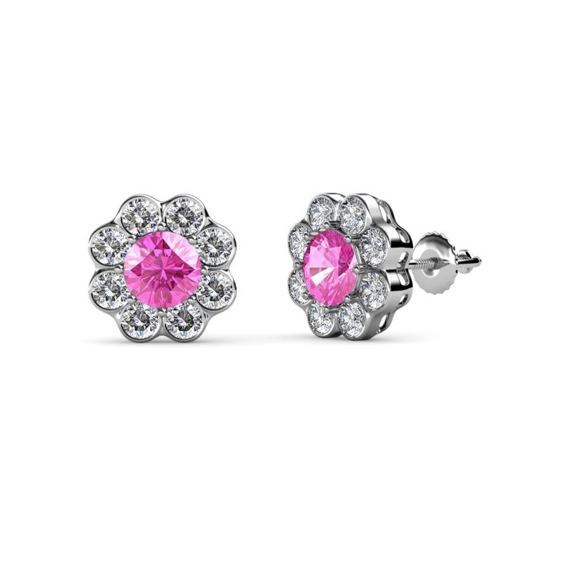 Fleur 2.70 ctw Pink Sapphire and Lab Grown Diamond Floral Halo Stud Earrings 