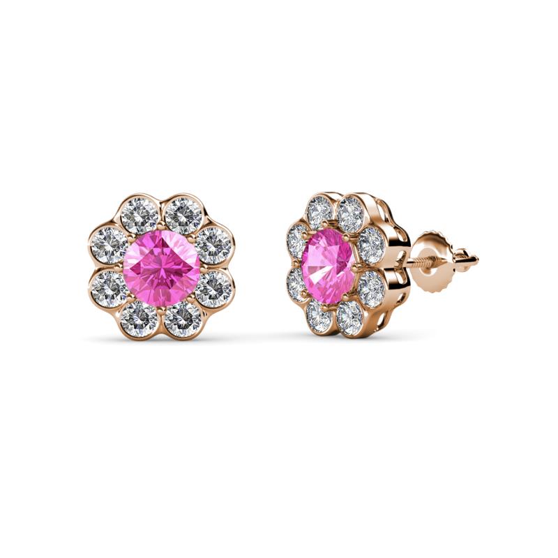 Fleur 2.70 ctw Pink Sapphire and Lab Grown Diamond Floral Halo Stud Earrings 