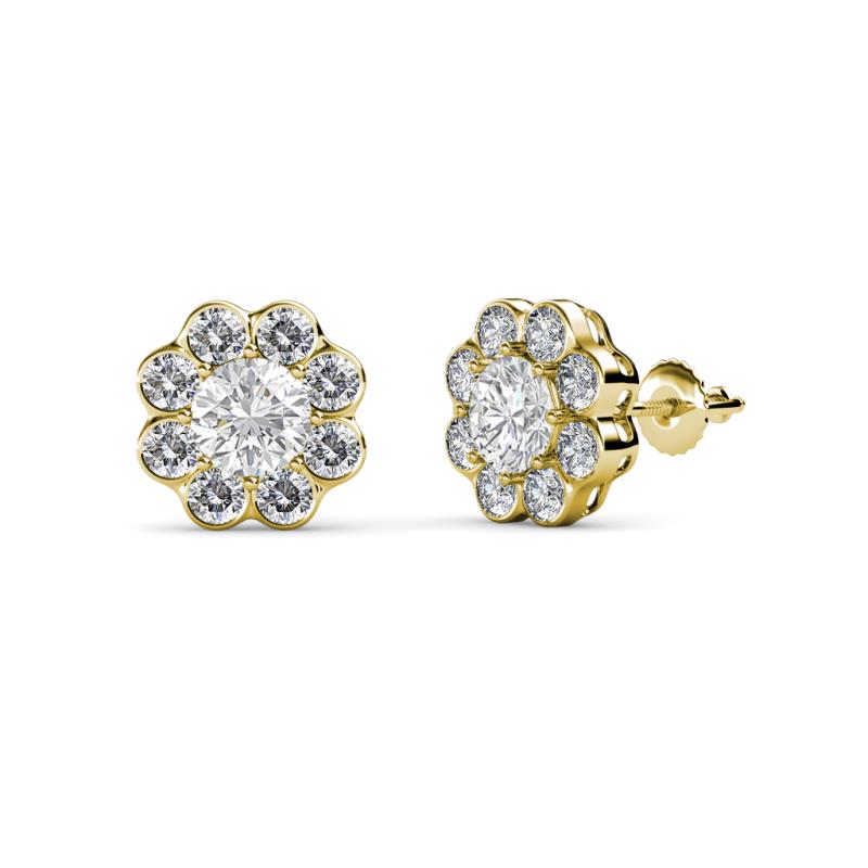 Fleur 2.70 ctw White Sapphire and Lab Grown Diamond Floral Halo Stud Earrings 