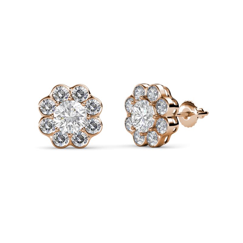 Fleur 2.70 ctw White Sapphire and Lab Grown Diamond Floral Halo Stud Earrings 